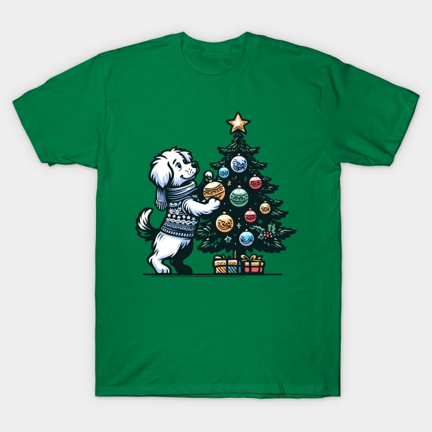 Dog Decorating Christmas Tree T-Shirt by Graceful Designs